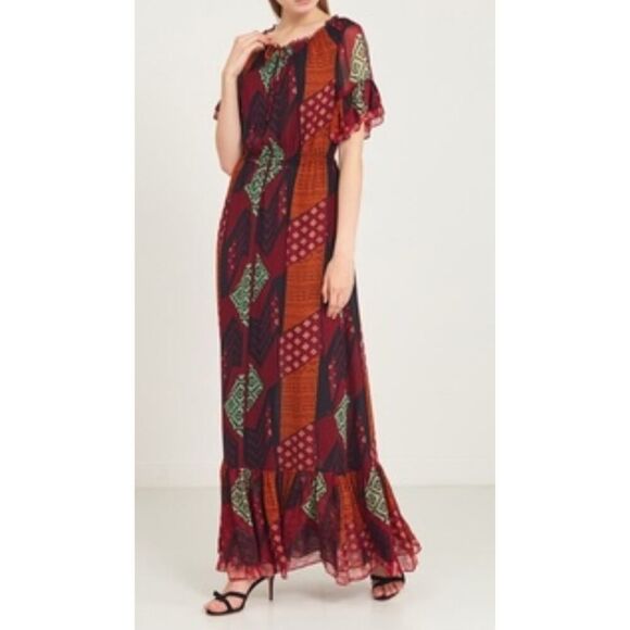 Diane von FurstenbergβSilk Patchwork Maxi Dress - Size 4 (US) - Picture 1 of 16